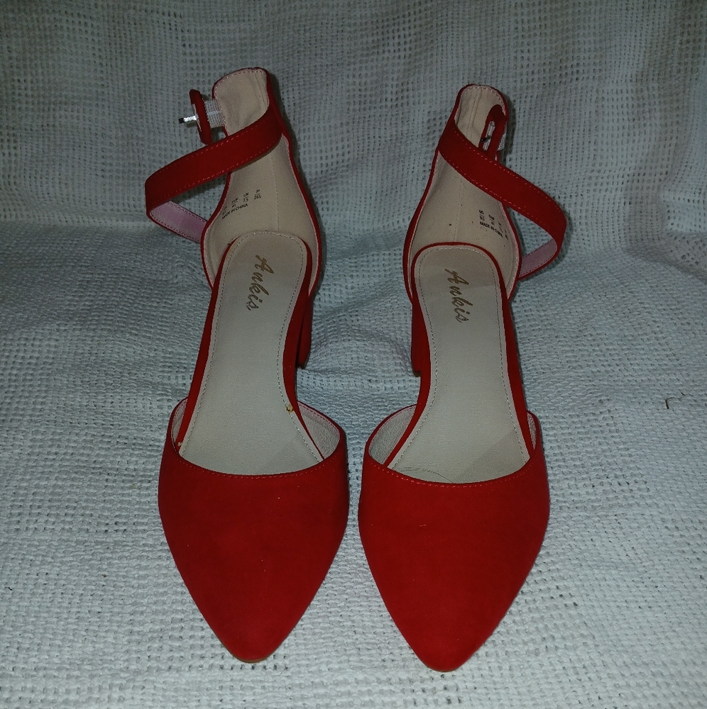 Ankle Strap Red Wedges